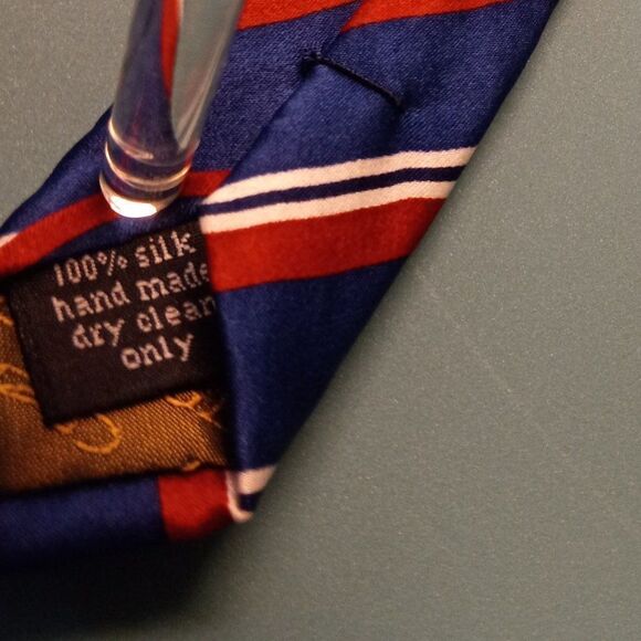 Stonehenge Silk Blue with red and white stripe Tie - Picture 5 of 7